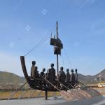 Customized Large Casted Bronze Boat Statue For Outdoor Decoration for sale