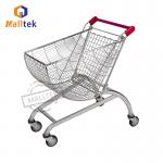 Fan Shaped Metal Shopping Trolley Cart For Supermarket Grocery Foldable Trolley for sale