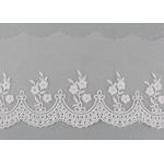 Embroidered Floral Lace Fabric Scolloped Edging Nylon Mesh Cotton Lace Bridal Ribbon for sale