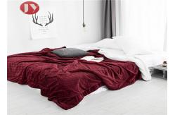 China Bedroom Waving Design Polyester Fleece Blanket Plush Fleece Bed Quilt Wine Red supplier
