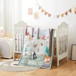 3 Piece Soft Crib Bedding Set Baby Crib Sets With Cartoon Style