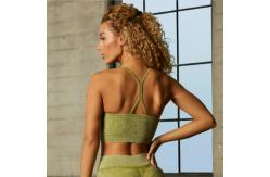 China Army Green Ribbed Fabric Seamless Push Up Gym Bra For Girls supplier