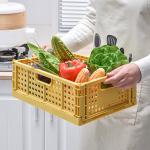 Odorless Collapsible Plastic Storage Crate , Drainable Foldable Plastic Basket