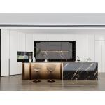 Luxury SS Modern Kitchen Cabinet With Multifunctional Curved Metallic Gold Island for sale