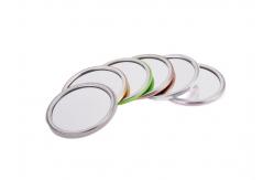 China Mini Unique Silver Compact Mirror Engraved Debossing Metal Logo Single Sides supplier