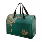 Reusable Cardboard Food Packaging Box Takeaway Kraft Gable Boxes With Handle for sale