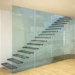 Customized Shapes Design Floating Stairs with Glass Railing 10mm Glass Thickness Selections for sale