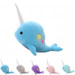 Cute Blue Teal Narwhal Stuffed Animal Plush Toy Adorable Soft Whale Narwhal for sale