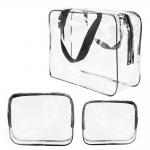 Waterproof Unisex 3pcs Clear Vinyl PVC Makeup Pouch for sale