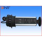 Aluminum Alloy Shell Vertical Pull Up Power Socket With 2 USB Charger
