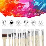24 Pieces Art Brushes Set Wooden Handles Paint Brushes With Canvas Brush Case