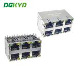 DGKYD59212388DB1A1DY1B022 RJ45 Ethernet Socket 2X3 Port 8P8C Modular Socket With Isolation Spring LED for sale