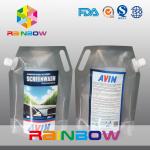 Silvery Stand Up Spouted Pouches Full Printed With Handle / Lable for sale