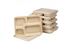 China 4 Compartments Biodegradable Sugarcane Bagasse Plates Compostable For Lunch supplier