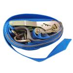 Heavy Duty 4-Ton 5-Meter Ratchet Tie Down Strap - High-Tenacity Blue Polyester Webbing with Double J Hooks for sale