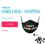 Black Color Plastic Cord Lock Stopper For Adjusted Face Mask Size for sale