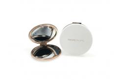 China Rose Gold Metal Compact Mirror Foldable Engraved Pocket Mirror 1cm Thick supplier