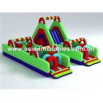 Green Colored Obstacle Course With Slide For Inflatables Children Challenge Sports for sale