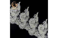 China Knitting Beaded Lace Trim Hand Made 20% Polyester 135cm Width For Dress supplier