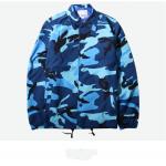 New Plus Size Coach Blue Camo Jacket , Twill Coach Jacket Eco Friendly for sale