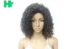 China Kinky Curly Short Synthetic Wigs Natural Looking Brown Mixed Black supplier