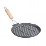 27cm Cast Iron Grill Griddle 10inch With Folding Handle ISO9001 for sale