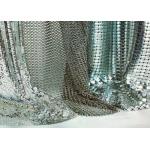 Gold / Silver Sequin Mesh Fabric , 3x3mm Decorative Metallic Mesh Fabric For Tablecloth for sale