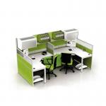 Green Modular 2 4 6 People Office Workstations Desk With Top Cabinet for sale
