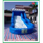 Inflatable Slip And Slide With Pool Enviromentally-Friendly Blue Ocean Inflatable Slide 0.55mm PVC With Water Pool for sale