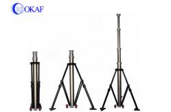 China Mobile Telescopic Mast Pole , Portable Antenna Mast Tripod With Wheels supplier
