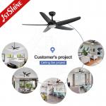Black LED Ceiling Fan With Dimmable Light 5 Plastic Blades Remote Control