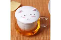 China Fancy Cartoon Glass Tea Tumbler With Infuser , Pyrex Glass Tea Travel Mug supplier