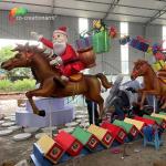 Christmas Decoration Santa Horse Resin Gift Box Zigong Lantern For Amusement Park for sale