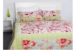 China Geometric Quilted Patchwork Bedspreads 3 Pcs Cotton Velvet Embroidered supplier