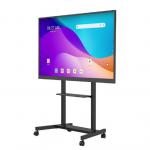 IBoard Factory Direct Outlet 55- 86 Height Adjustable Mobile TV Stand With smoothly Wheels Compatibility Interactive Whiteboard Smart Panel Up To 180Lbs Steel Frame Rolling TV Cart Pushing Cart for sale