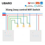 1000W Double Light Switch Neutral Wire Control 190g 3 Gang 2 Way Smart Switch Zigbee Smart Home Need Gateway for sale