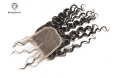 China 8A 4*4 Lace Loose Deep Wave Lace Closures , Peruvian Curly Hair Closure supplier