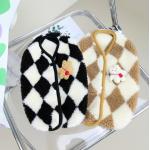 Diamond Argyle Pattern Pet Coat Warm Winter Apparel Brown Black