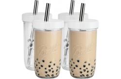 China Wide Mouth Glass Tea Reusable Smoothie Cups With Straw 16oz 24oz supplier
