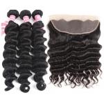 3+1 8A Loose Deep Wave Bundles With Closure 100% Water Friendly for sale