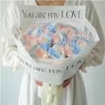 Valentine's Day gift crushed ice blue rose soap flower bouquet for girlfriend bestie eternal life flower birthday for sale