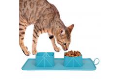 China Double Collapsible Dog Bowls Travel Portable With Silicone Mat supplier