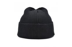 China Unisex 54cm Embroidered Winter Hats Blank Custom Label Cuffed Plain Knitted Beanie supplier