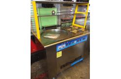 China Single Pan Fried Rolled Ice Cream Machine With 6 Pcs Topping Container supplier