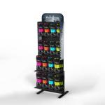Customized Four Sided Cloth Display Stand Floorstanding Pegboard Metal Clothes Rack
