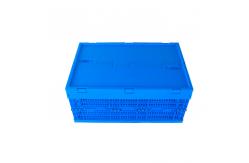 China Attached lids Plastic Collapsible Crates 600*400*265 mm Solid Bottom Mesh Body supplier