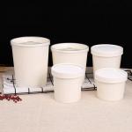 Cold Liquids Take Away BPA Free Soup Noodle Custom Print Disposable White Paper Bowl for sale