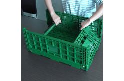 China Perforated Collapsible Plastic Crates With Lids Blue Foldable supplier