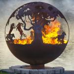 120cm Corten Steel Fire Pits 800mm Sphere Firepit Decoration for sale