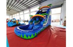 China Palm Tree Jumping Castles Outdoor Inflatable Water Slides With Pool supplier